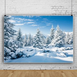 YongFoto 8x6ft Photography Backdrop Xmas Tree Rural Snow Covered Scene Merry Christmas Photo Background Backdrops Photography Photo shoot Party Adults Kids Wedding Personal Portrait Photo Studio Props
