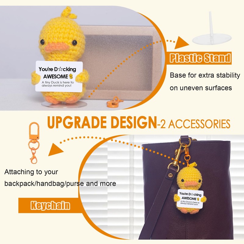 Vatogon Mini Positive Crochet Duck Gifts for Back to School