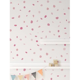 QuoteMyWall 150 Pink Pastel Wall Stickers Polka Dots for Girls Room Blush Decals Murals Removable Vinyl Wall Decor Spots Dalmatian Print