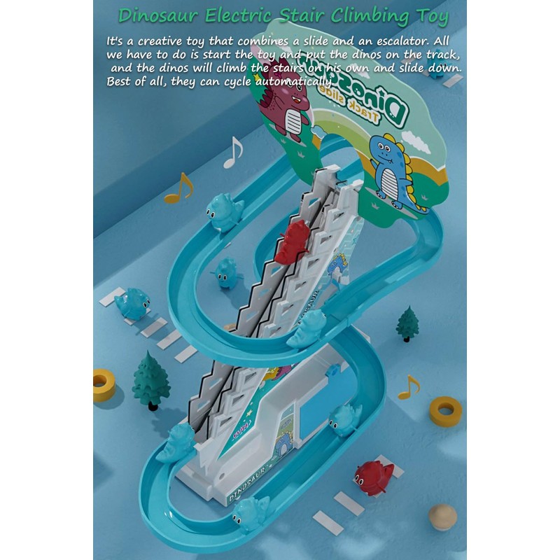 Miracland Electric Stair Climbing Toy, Dinosaur Track Sliding Toy Dino