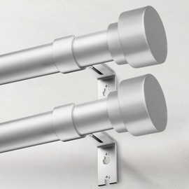 IFELS Heavy Duty Curtain Rods for Windows 66 to 120 Inch, 1 Inch Silver Curtain Rods Set of 2 Pack for Outdoor Patio, Farmhouse, Bedroom, Adjustable Easy Install Modern Drapery Rod (Silver,30-120-2p)