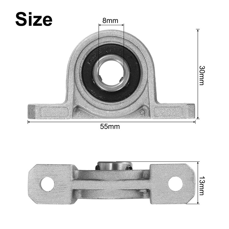sourcing map 2pcs KP08 Pillow Block Bearings 8mm Bore Bearing