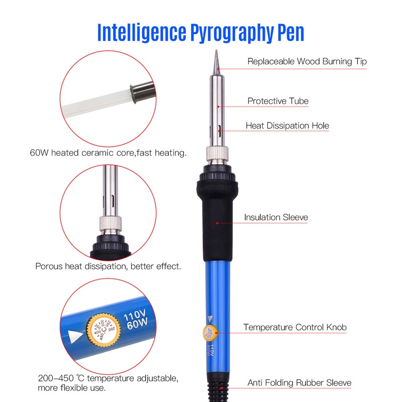 79PCS Burning Tool Kit Professional Pyrography Pen Soldering Iron Set