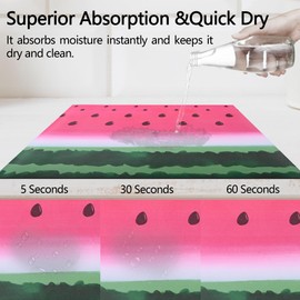 Dish Drying Mat For Kitchen Counter Absorbent Non-Slip Rubber Backed, Summer Watermelon Fruit Quick Dry Silicone Pad For Coffee Machine Dish Rack