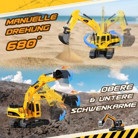 HappyGoLucky Remote Controlled Excavator, 2.4 GHz RC Excavator Toy from 3-8 Years Boy, Car Children's Toy Digger Toy Cars Birthday Construction Vehicle Gift for Children