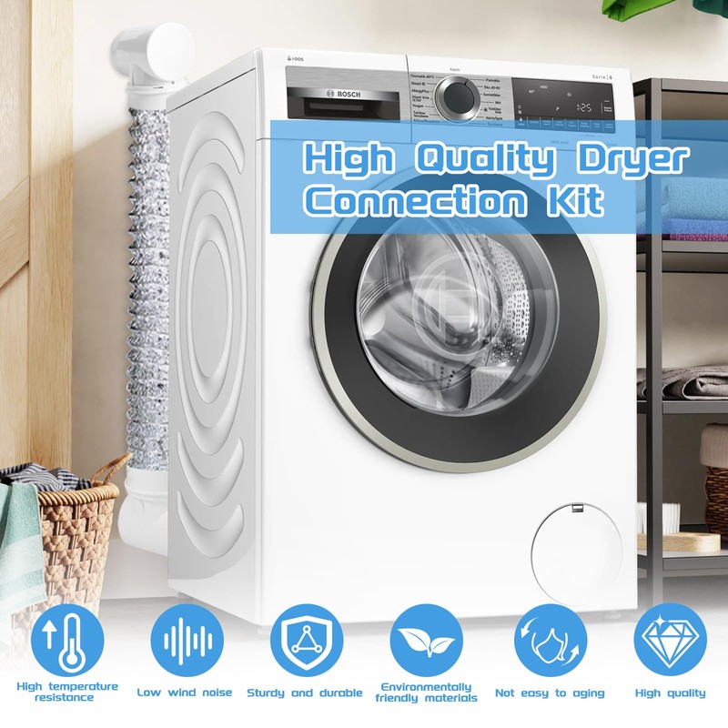 Dryer Vent Hose For Tight Space,90 Degree Dryer Vent Elbow+10ft