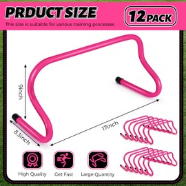 Wettarn 12 Pcs 9" Speed Training Agility Hurdles for Athletes Reliable Training Hurdle Plyometric All Purpose Practice Equipment for Soccer Basketball Football (Rose Red)