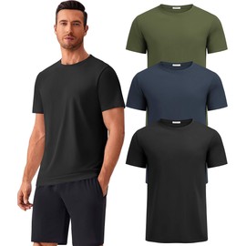 PINSPARK Men's 3 Pack Workout Shirts Quick Dry Moisture Wicking Crewneck Tee Shirt Mesh Athletic T-Shirts