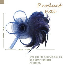 AQOKKA Women Fascinators Hats Flower Fascinators with Headband and Clip Tea Party Headwear for Women and Girls Navy
