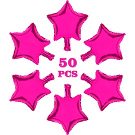 Moukiween Hot Pink Star Balloons, 50 Pieces 10 Inch Hot Pink Pentagram Foil Balloons for Wedding Anniversary Backdrop Birthday Party Decorations Wedding Decoration (Hot Pink)