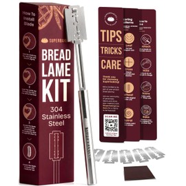 Superbaking Bread Lame - Sourdough Scoring Tool with 5 Replacement Blades - Baking Supplies for Home Bakers - Sourdough Razor Scorer - Bread Making Tools - Gift for Bakers - Stainless Steel Handle