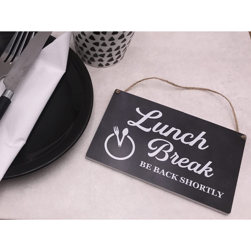 Lunch Break Hanging Sign - Be Back Soon Notice (Blackboard)