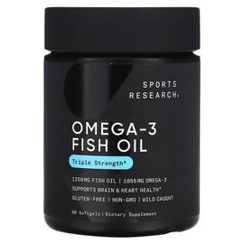 Sports Research, Omega-3 Fish Oil, Triple Strength, 1,250mg, 60 Softgels / Sports Research (스포츠리서치), 오메가3 피쉬 오일, 트리플 스트렝스, 1,250mg, 소프트젤 60정