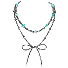 Navajo Pearl Bow Necklace Western Jewelry for Women Cowgirl Turquoise Necklaces Jewelry (4)