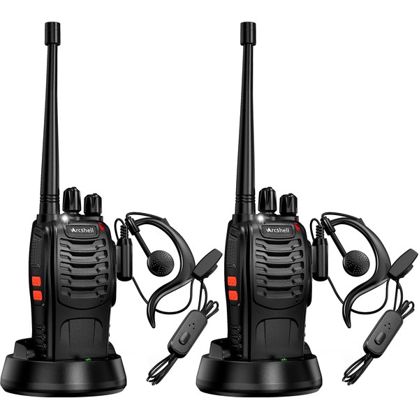 Arcshell Rechargeable Long Range Two-Way Radios with Earpiece 2 Pack