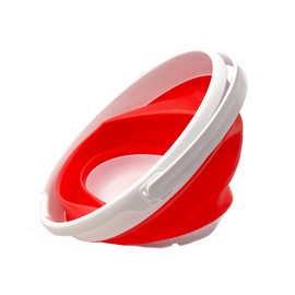 Collapsible Plastic Bucket - Pop up Saving - by SAMMART (White/Coral Pink, Round, 10L)