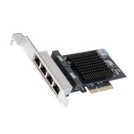 IO Crest Quad 2.5 Gigabit Ethernet PCI Express PCI-E Network Interface Card 10/100/1000/25000 Mbps RJ45 LAN Realtek RTL8125 Chipset, Black, SI-PEX24077