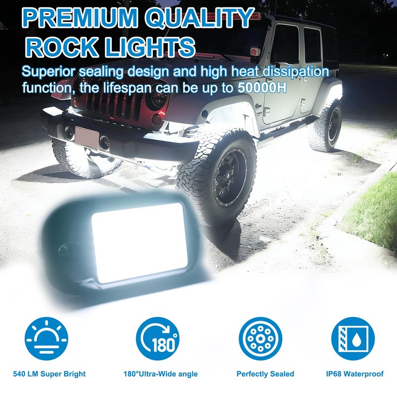 Nicoko 84 LEDs per pod Metal Aluminum Pure White Rock