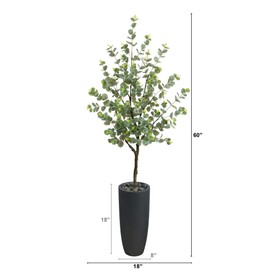 Nearly Natural 5ft. Eucalyptus Artificial Tree in Gray Planter