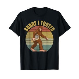Bigfoot Playing French Horn Sorry I Tooted Funny Vintage T-Shirt