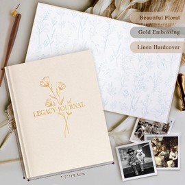 Lanpn Grandparents Legacy Journal Book with Prompts, Tell Me Your Life Story Memory Book to Fill Out, Mom Story Family Memory Book Keepsake Generational Journal, Grandpa Grandma Parents Gift, Beige