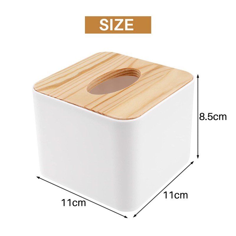 Plomevry Square Tissue Box Tissue Box with Wooden Lid Household