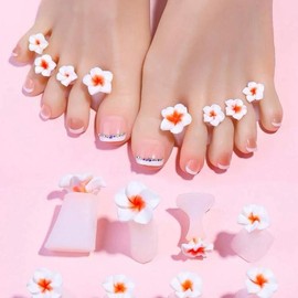 8 pcs silicone toe separator for pedicures flexible and comfortable Manicure Set Nail Nail Care - Color: Orange