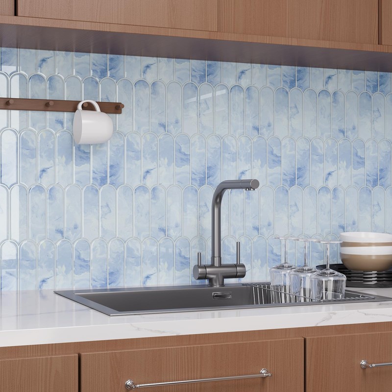 VaryPaper 10 Sheets Long Fish Scale Peel and Stick Backsplash