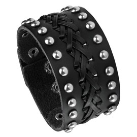 Eigso Punk Leather Studded Cuff Bracelet for Men Women Classic Vintage Nails Rivets Biker Wristband for Man Woman