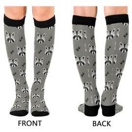 KOPIRIT Raccoon Compression Socks for Women Men Soft Breathable Compression Socks Hight Long Socks for Nurses Running Hiking Flight Travel