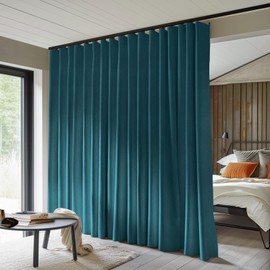 MaKefeile Room Divider Curtains Total Blackout Privacy Curtain Panel Room Thermal Insulated Noise Reduction Curtain for Bedroom Window Living Room Ceiling Track Curtain W 8.3ft × H 7ft Azure Blue