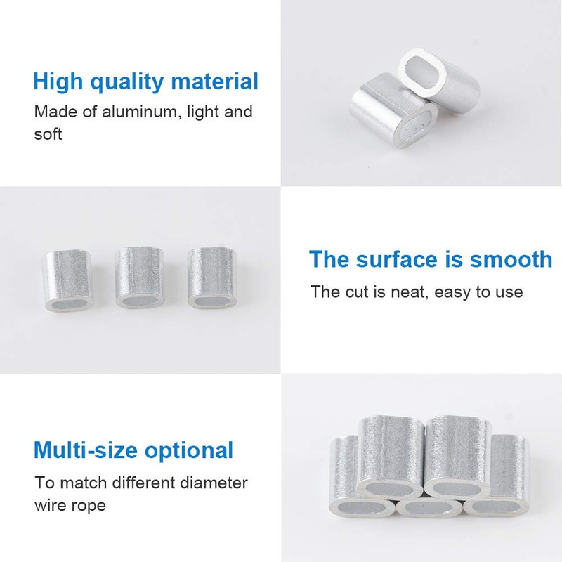 INCREWAY 200pcs M2 Aluminum Sleeves Clip Single Oval Hole Cable