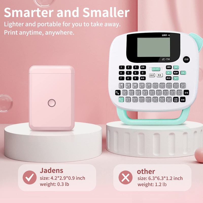JADENS Label Maker Machine with Tape, Portable Bluetooth Label Printer