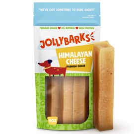 Jolly Barks Yak Cheese Himalayan Dog Chews for Aggressive Chewers | Long Lasting Odorless Yak Cheese Stick for Large and Medium Dogs (9oz, 3 PK)