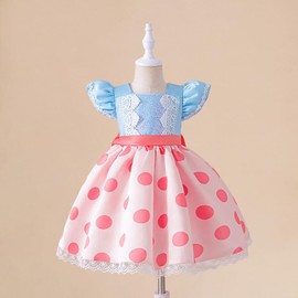 Genérico - Disfraz de princesa Bo Peep para niñas, disfraz de Halloween, Navidad, fiesta de cumpleaños, temática elegante para 18-24 meses, color rosa