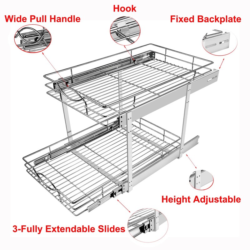 Sikarou Pull Out Cabinet Organizer 11" W x 21" D