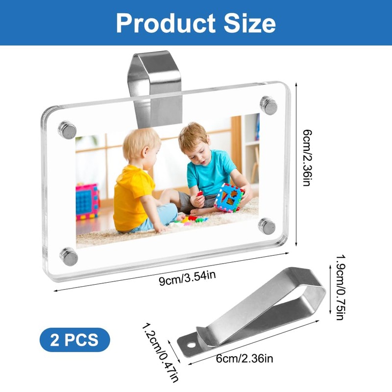 2 Stück Fotohalter für Die Sonnenblende, Acryl Fotohalter fürs Auto,
