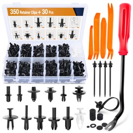 GOOACC 380Pcs Car Automotive Plastic, Metal, Nylon Push Pin Rivet with Fastener Remover Trim Clip Panel Body Interior Assortment Retainer Assortment Clips, (GRC-97),Black