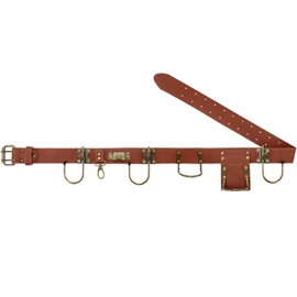Sunnymove Adjustable Tool Belt with Hooks Heavy Duty Brown Leather Carpenter Tool Belt Organizer with Drill, Hammer, Axe Holder for Level, Tape Measure & Spanners