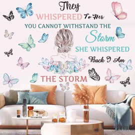 Inspirational Quotes Vinyl Wall Sticker They Whispered to Her You Cannot Withstand The Storm She Whispered Back I Am The Storm Wall Decals Positive Sayings Sticker for Women Girls Bedroom Living Room