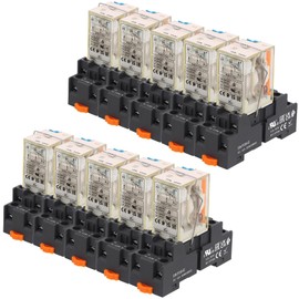 Weasch Electromagnetic Power Relay with Test Button, RKF2CO012LT, 8 Pin 12A, DC 12V Relay Coil, 2NO 2NC DPDT, with LED Indicator Light, Plug-in Terminal Socket Base, UL Certification (10)