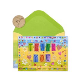 Papyrus Thank You Cards with Envelopes, Glitter Hearts (14-Count)