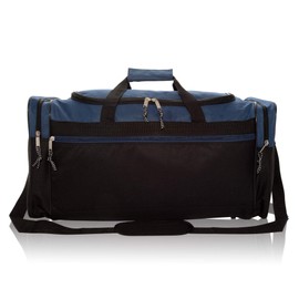 DALIX 25" Extra Large Vacation Travel Duffle Bag in Navy and Black
