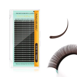 NAGARAKU Dark Brown Eyelash Extension Classic Individual 1:1 Eyelash Volume Individual Eyelashes Natural Semi-Permanent Soft Eyelash Accessories Eyelash High Capacity 20 Rows (0.15 mm C 12 mm)