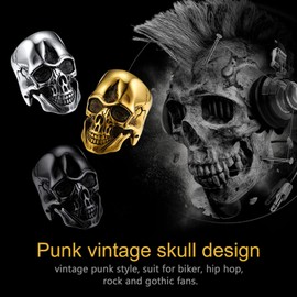 U7 Gothic Skull Ring Stainless Steel / 18 Carat Gold-Plated Skull / Prajna Mask Statement Ring Biker Hip Hop Roker Rings Fashion Jewellery Accessory for Men Boys Size 54 to 72, Non-precious metal, No