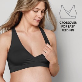 Medela Keep Cool Sleep Bra | Seamless Maternity & Nursing Sleep Bra with Full Back Breathing Zone and Soft Touch Fabric, Black Small