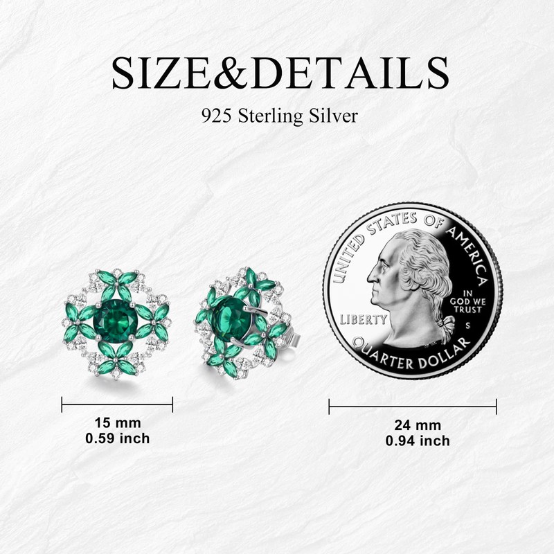 Charm Flower Stud Earrings for Women 925 Sterling Silver Birthstone