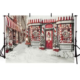 AIBIIN 10x7ft Christmas Photography Background Candy Shop Winter Snow Xmas Tree Backdrop Kids Family Portrait Decor Banner Studio Prop Supplies