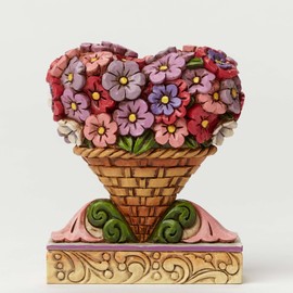 Jim Shore Heartwood Creek Mini Flower Heart Bouquet Stone Resin Figurine, 3”