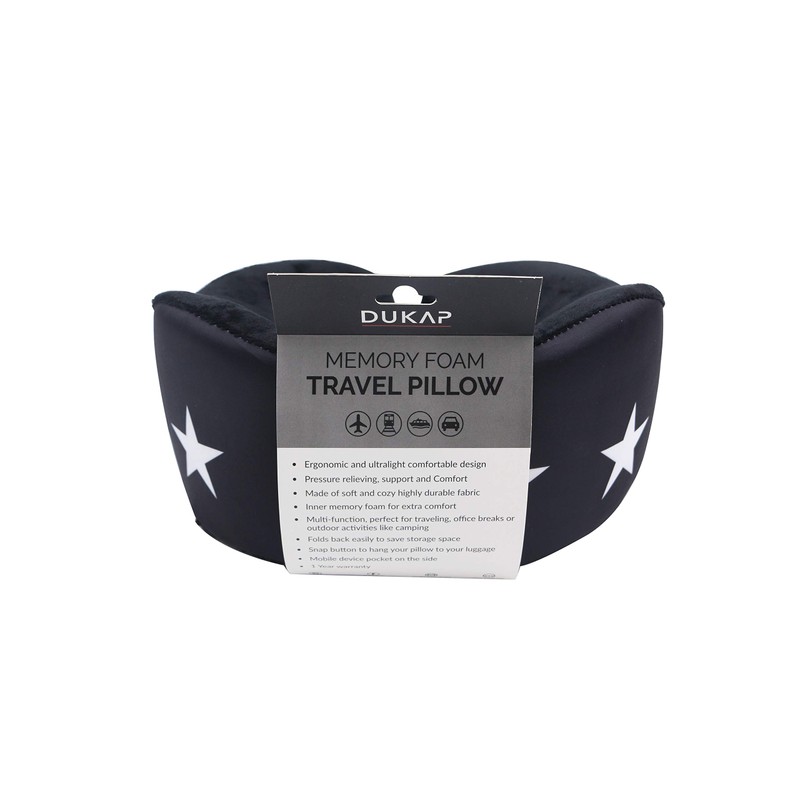DUKAP Memory Foam Travel Pillow with 360 Degree Head and